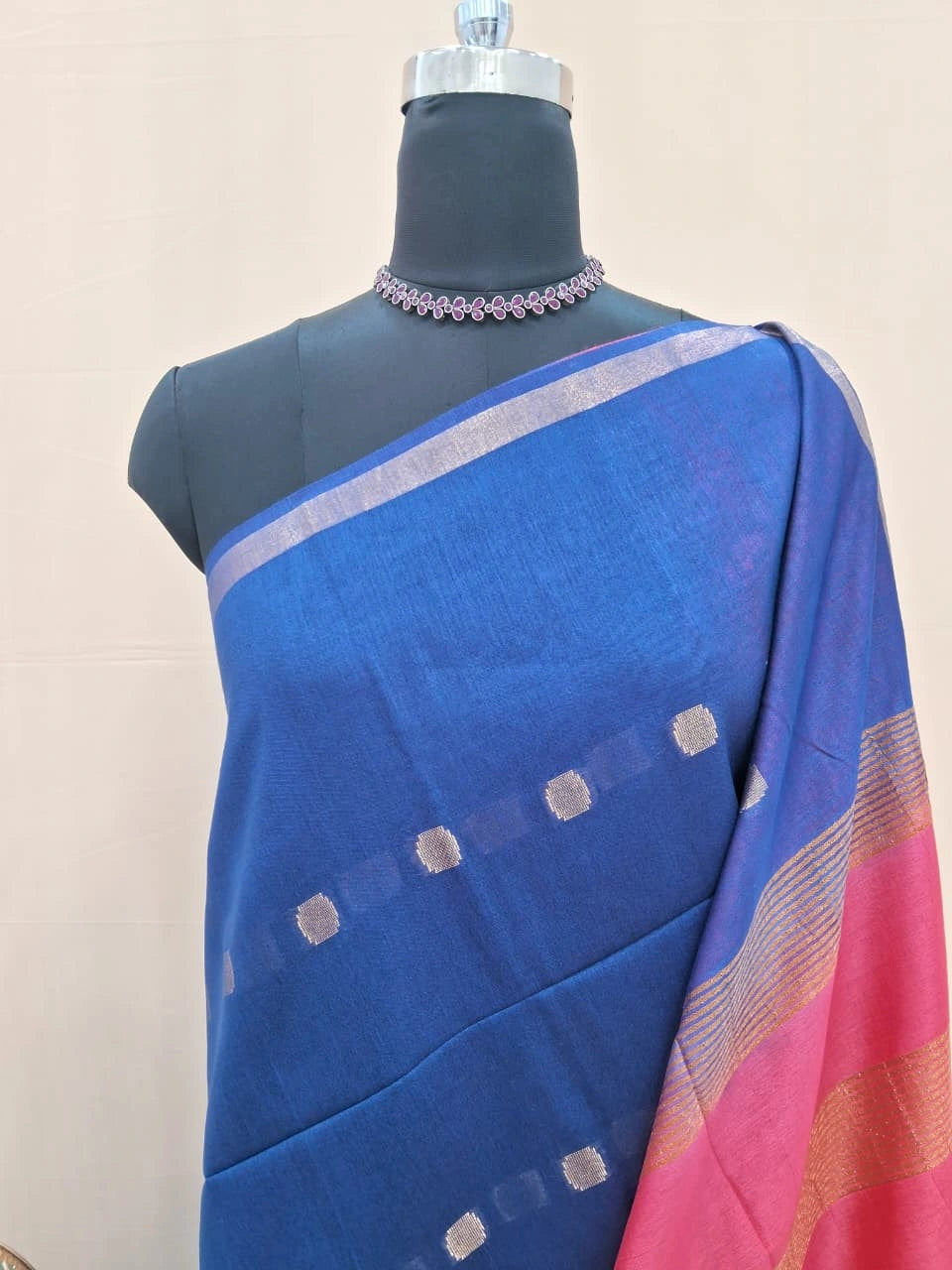 Elegant Blue Bamboo Silk Saree 1