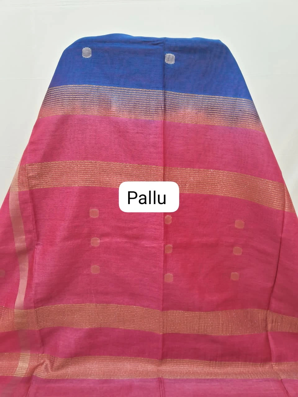 Elegant Blue Bamboo Silk Saree pallu