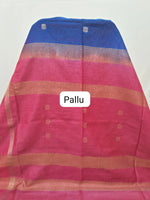 Elegant Blue Bamboo Silk Saree pallu