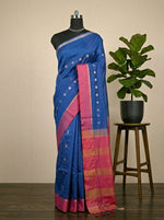 Elegant Blue Bamboo Silk Saree 