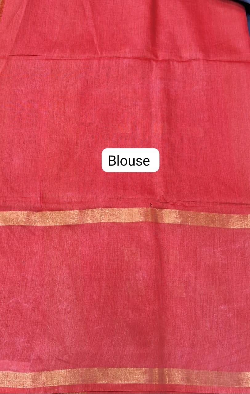 Elegant Blue Bamboo Silk Saree Blouse