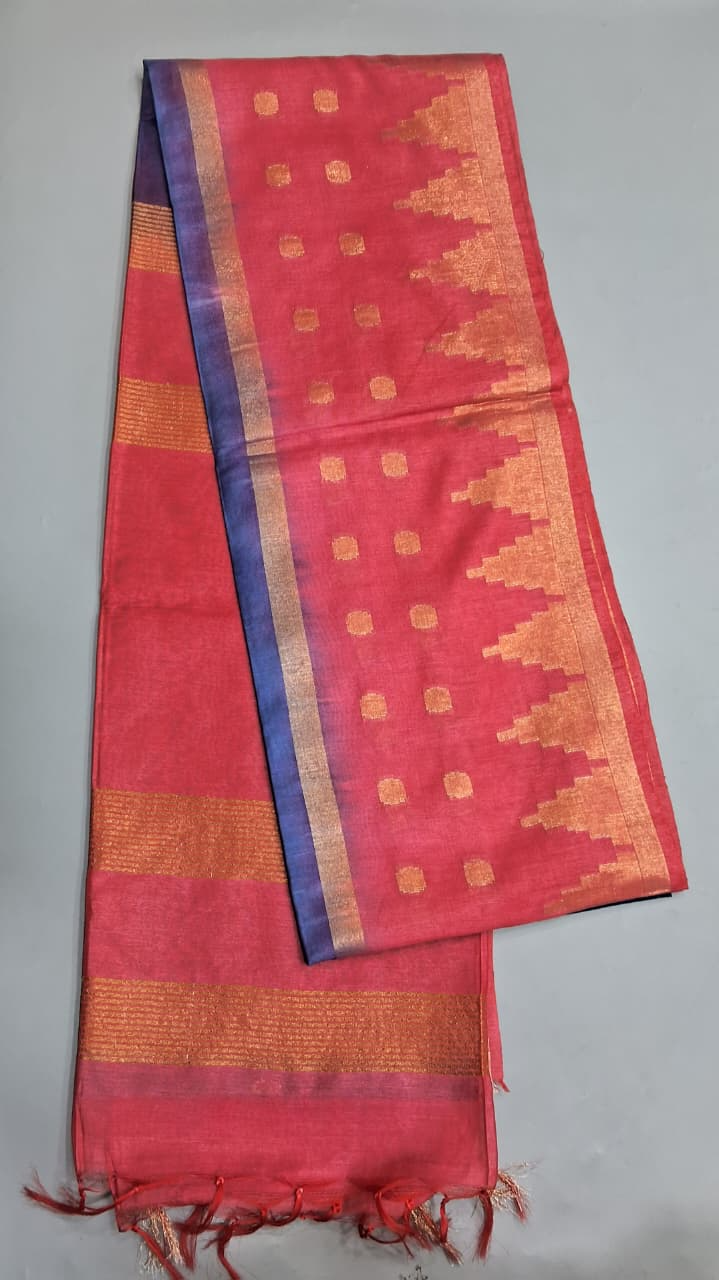 Elegant Blue Bamboo Silk Saree