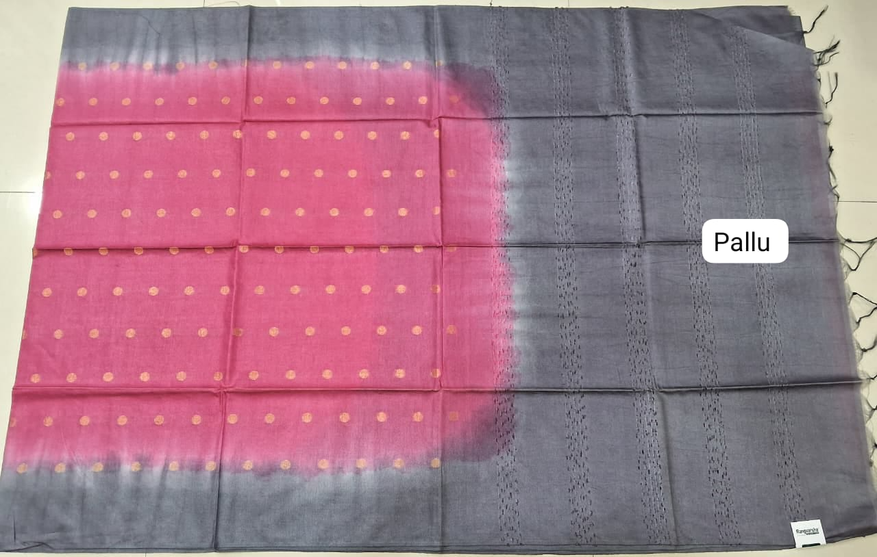 Pink Bamboo Silk Saree Pallu