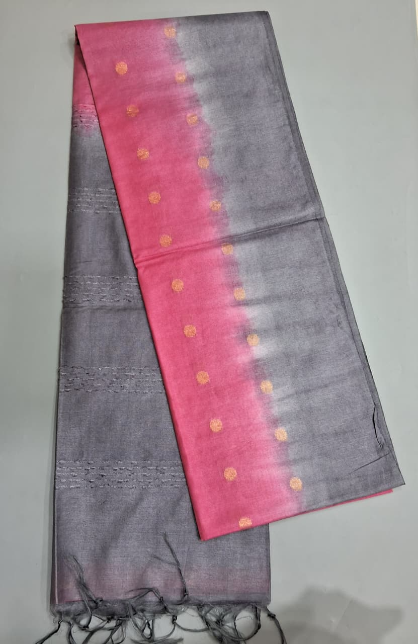 Pink Bamboo Silk Saree 