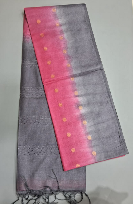 Pink Bamboo Silk Saree 