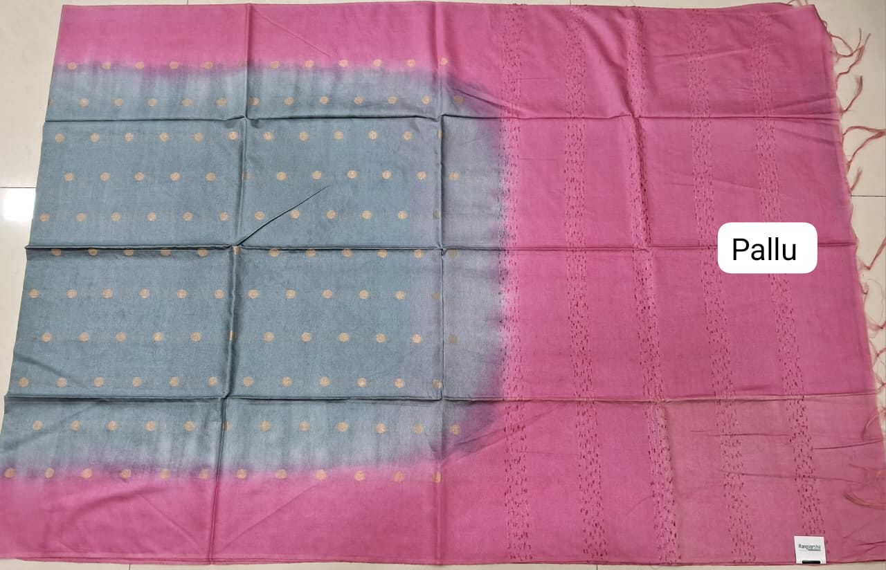 Grey Bamboo Silk Saree Pallu