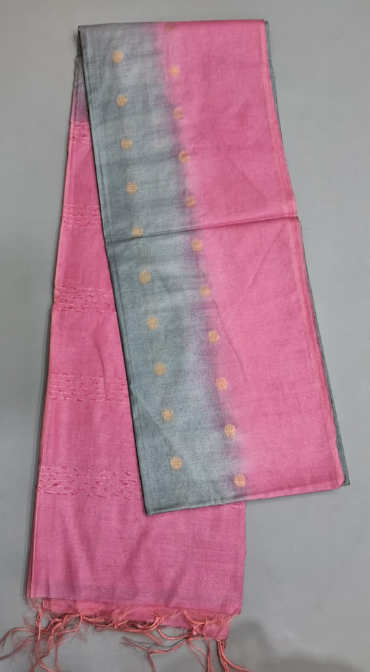 Grey Bamboo Silk Saree