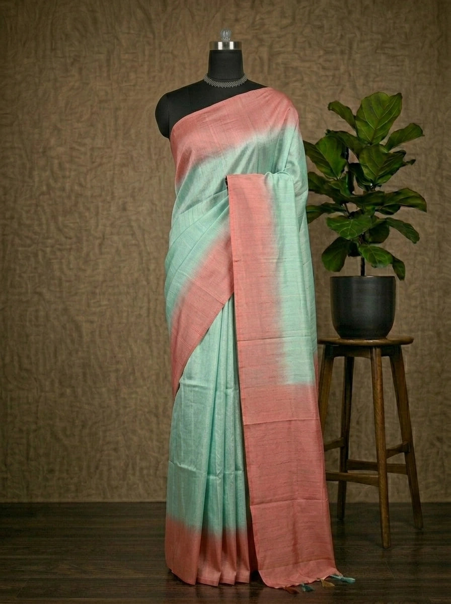 Mint Blue Bamboo Silk Saree 