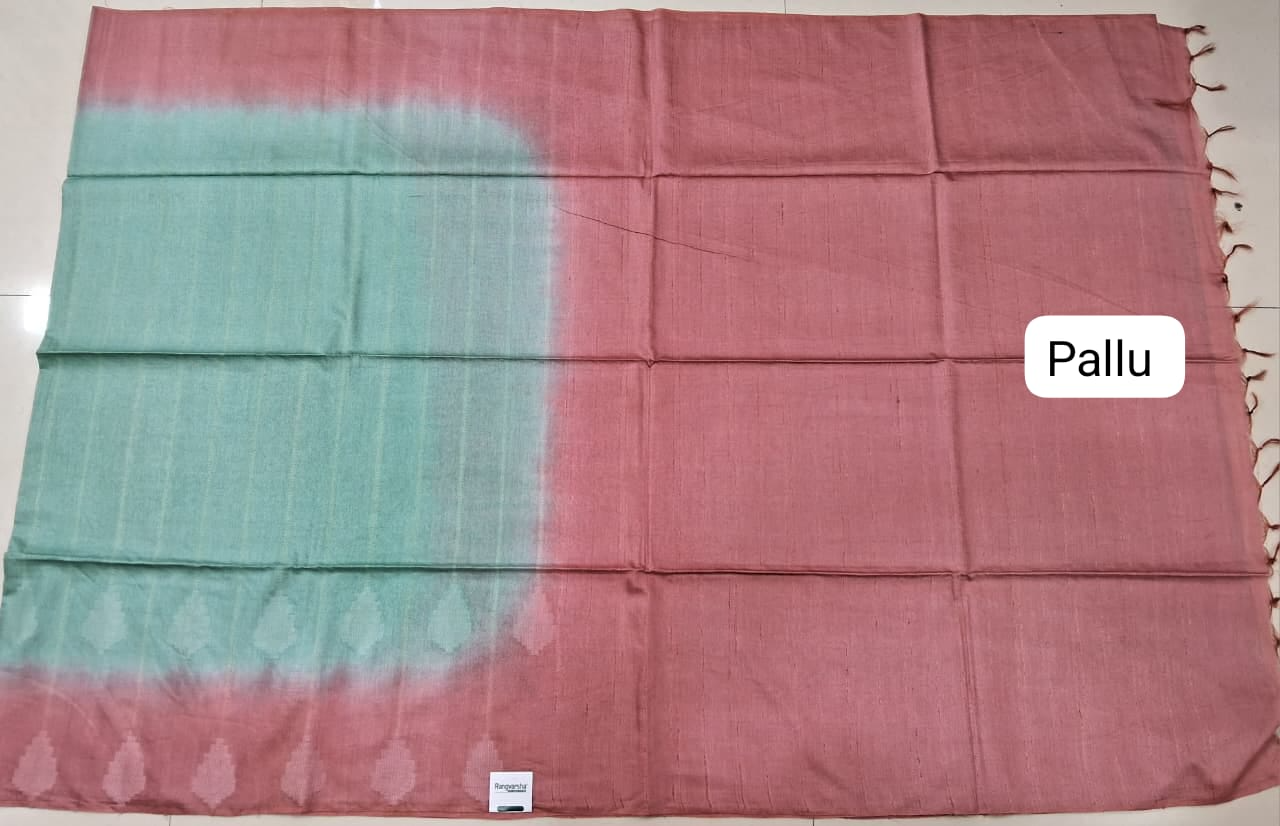 Mint Blue Bamboo Silk Saree Pallu