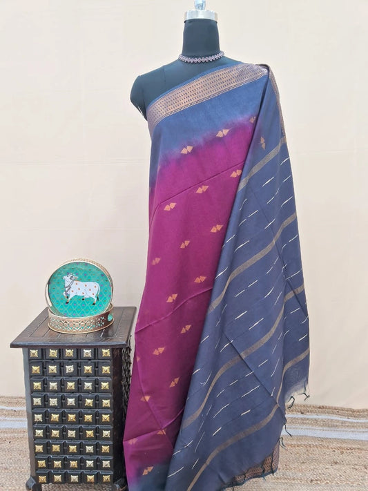 Graceful Maroon Bamboo Silk Saree 