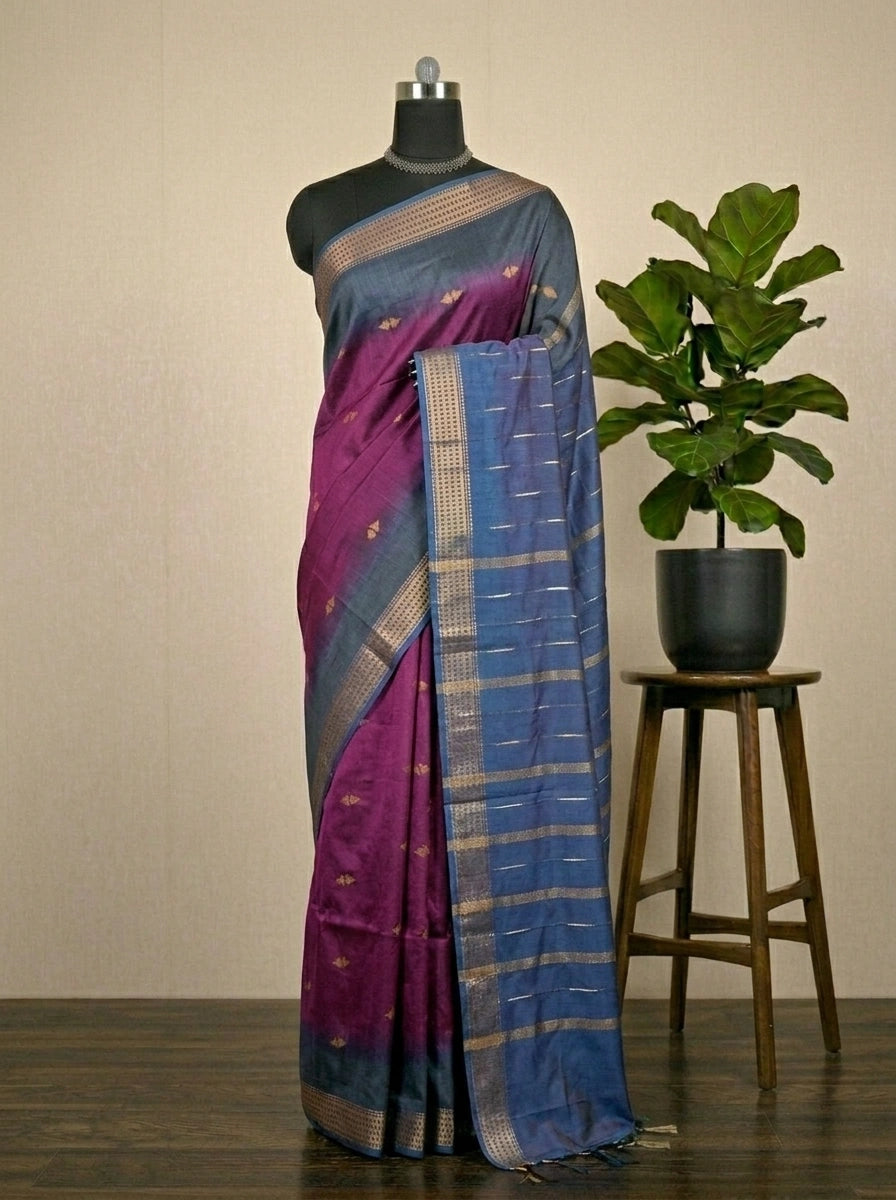 Graceful Maroon Bamboo Silk Saree 