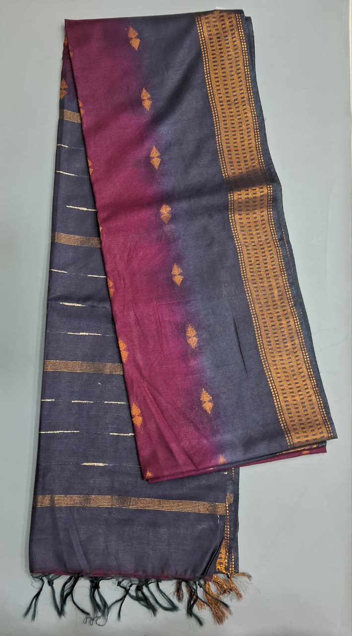 Maroon Bamboo Silk Saree