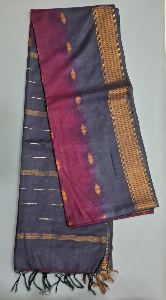 Maroon Bamboo Silk Saree