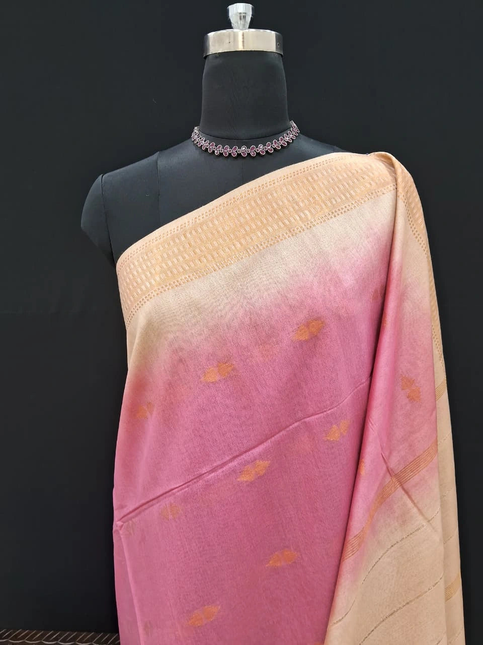 Baby Pink Bamboo Silk Saree 1