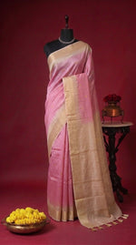 Baby Pink Bamboo Silk Saree 