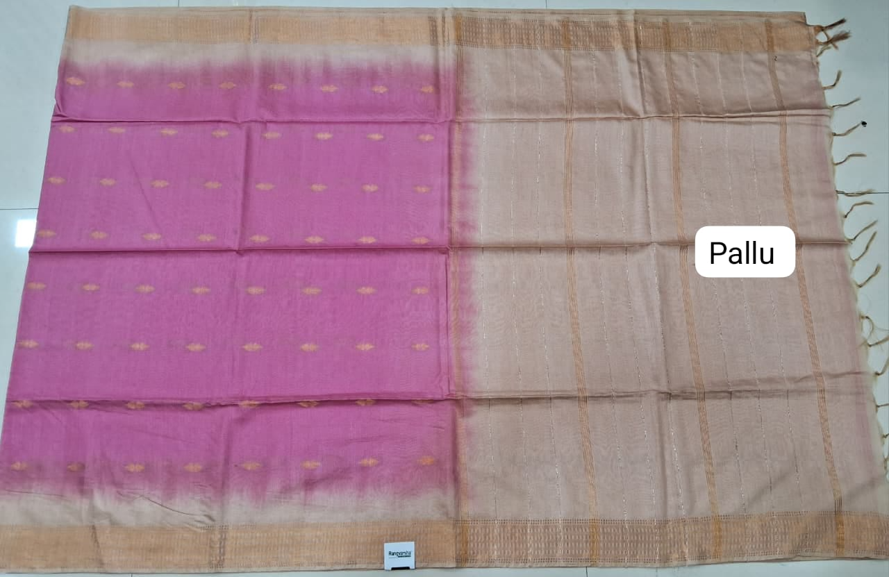 Baby Pink Bamboo Silk Saree Pallu
