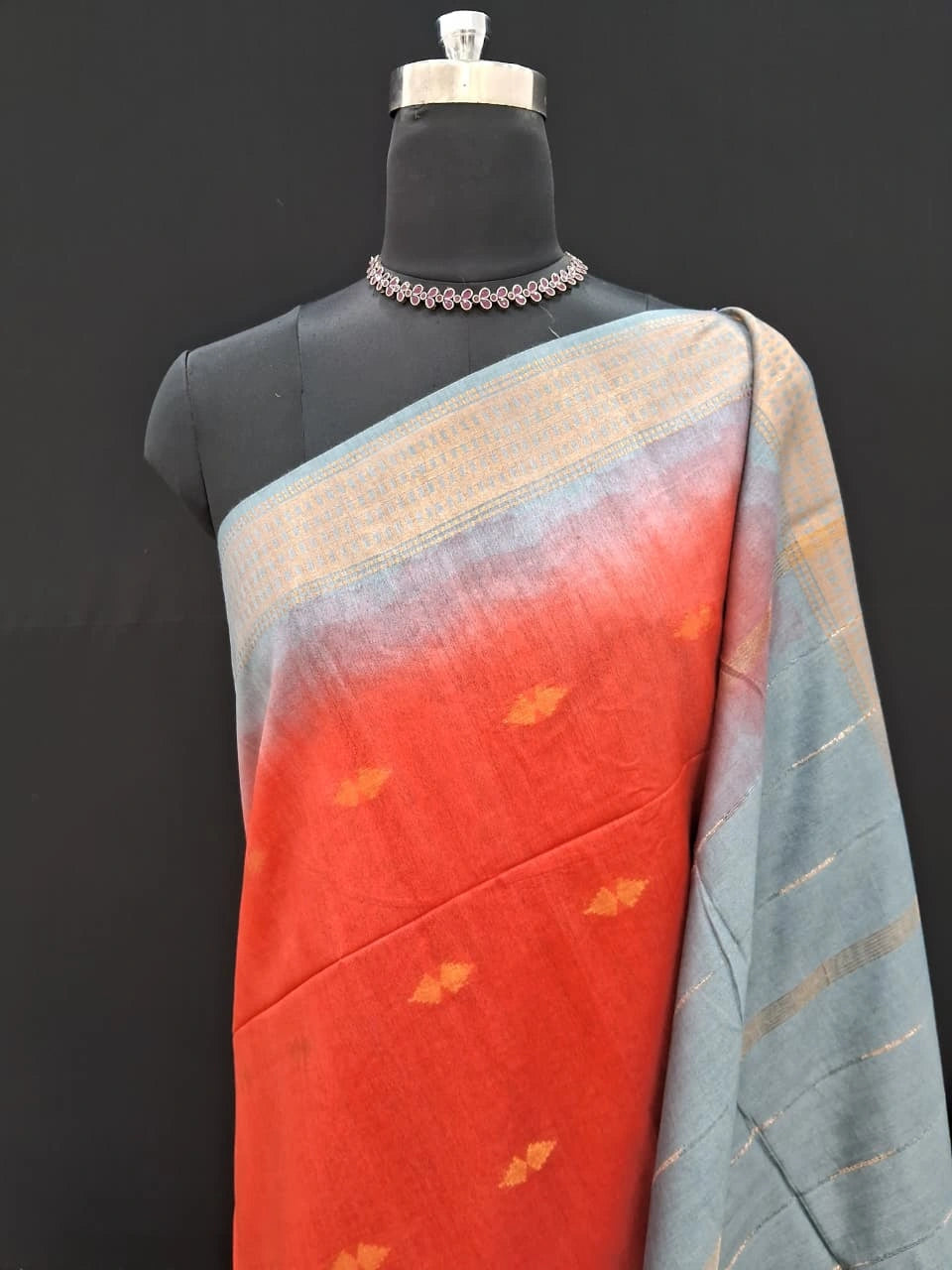 Rich Red Bamboo Silk Saree 1