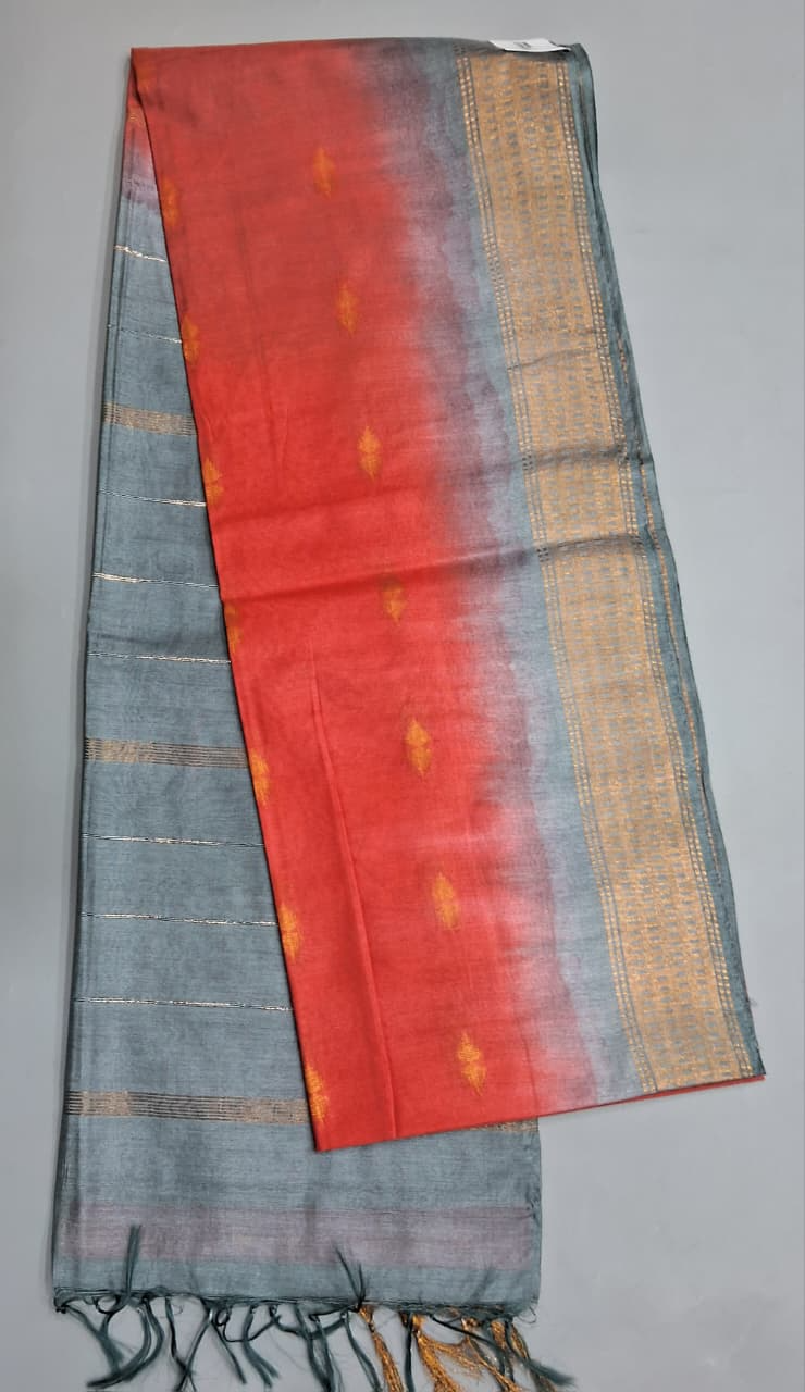 Rich Red Bamboo Silk Saree