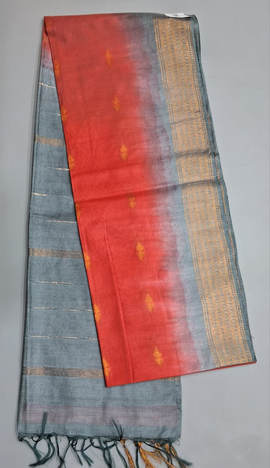 Rich Red Bamboo Silk Saree