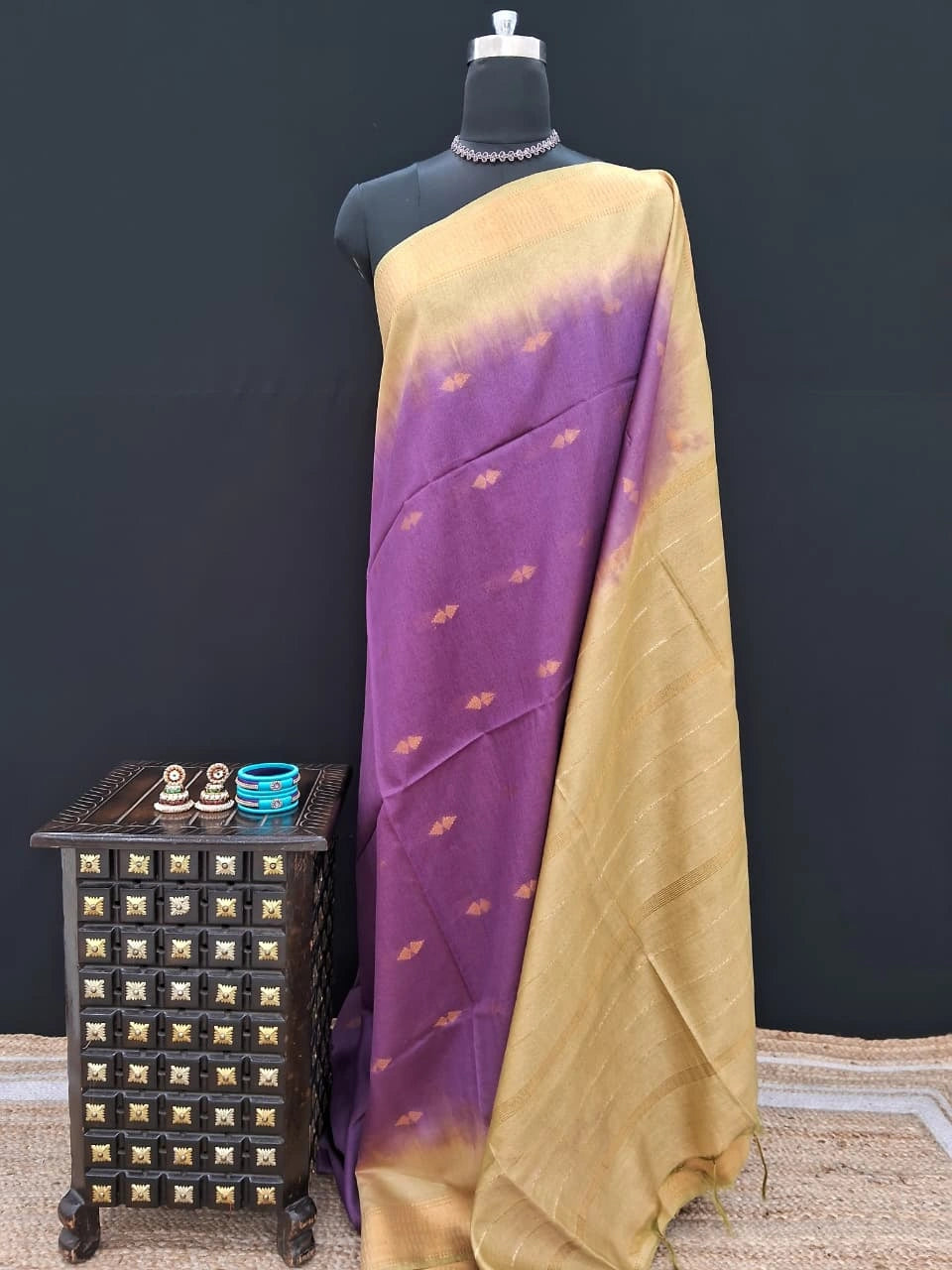 Charming Purple Bamboo Silk Saree 