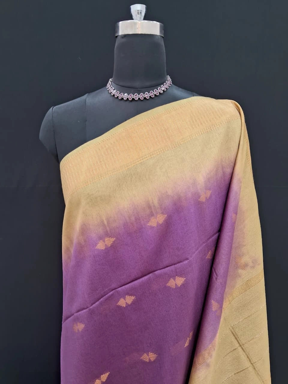 Charming Purple Bamboo Silk Saree 1