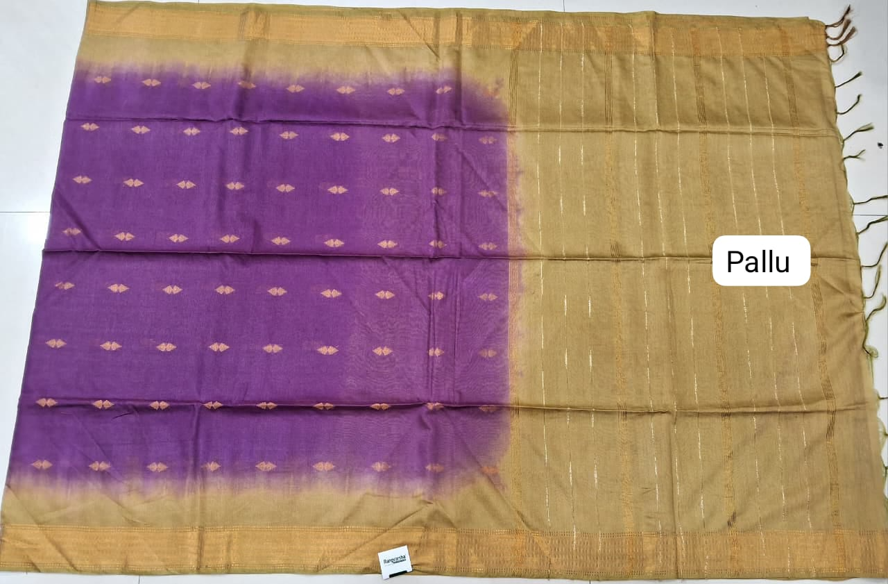 Charming Purple Bamboo Silk Saree Pallu