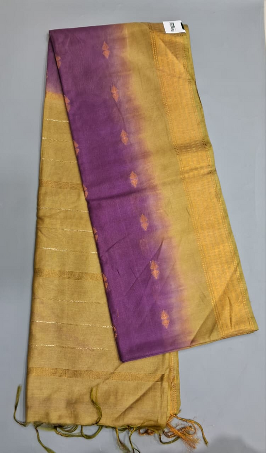 Charming Purple Bamboo Silk Saree