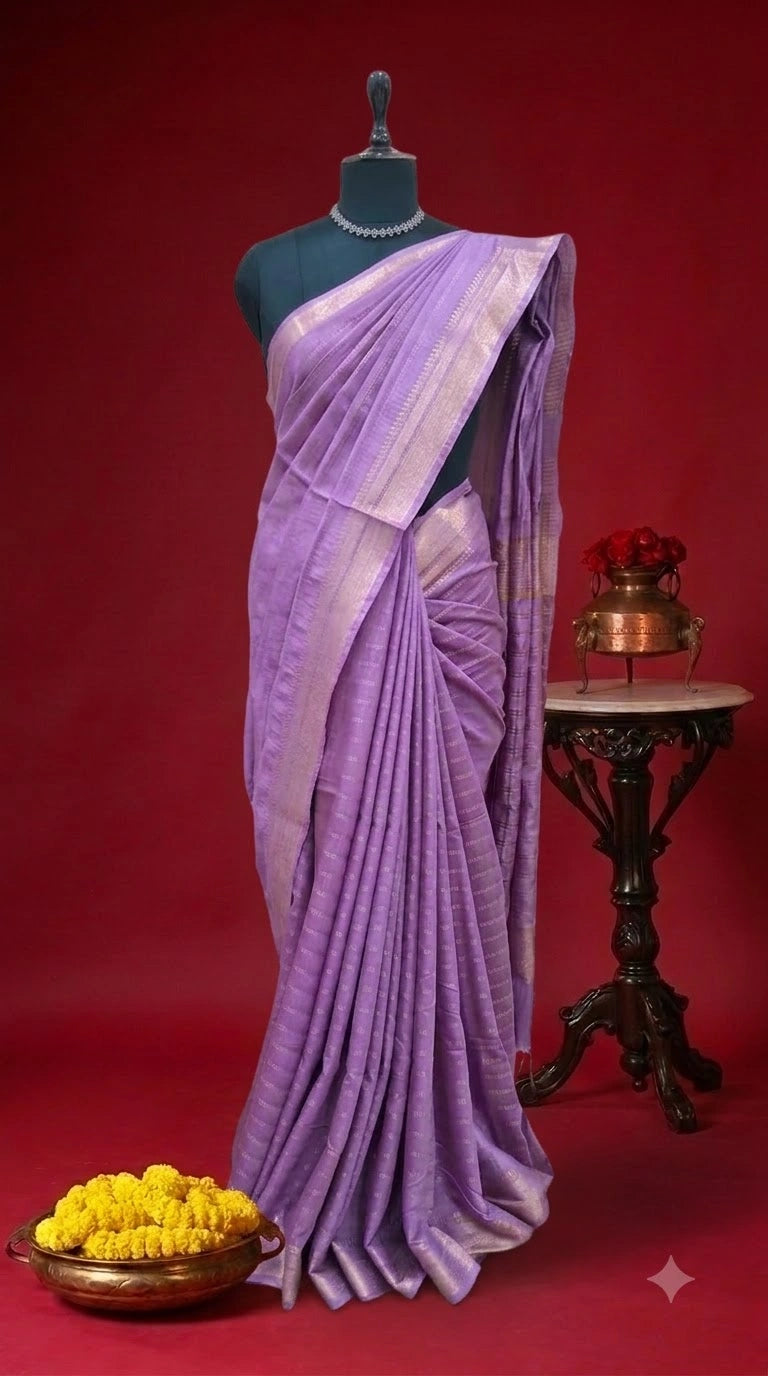 Lavender Bamboo Silk Saree