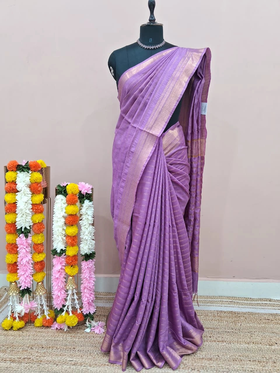 Lavender Bamboo Silk Saree