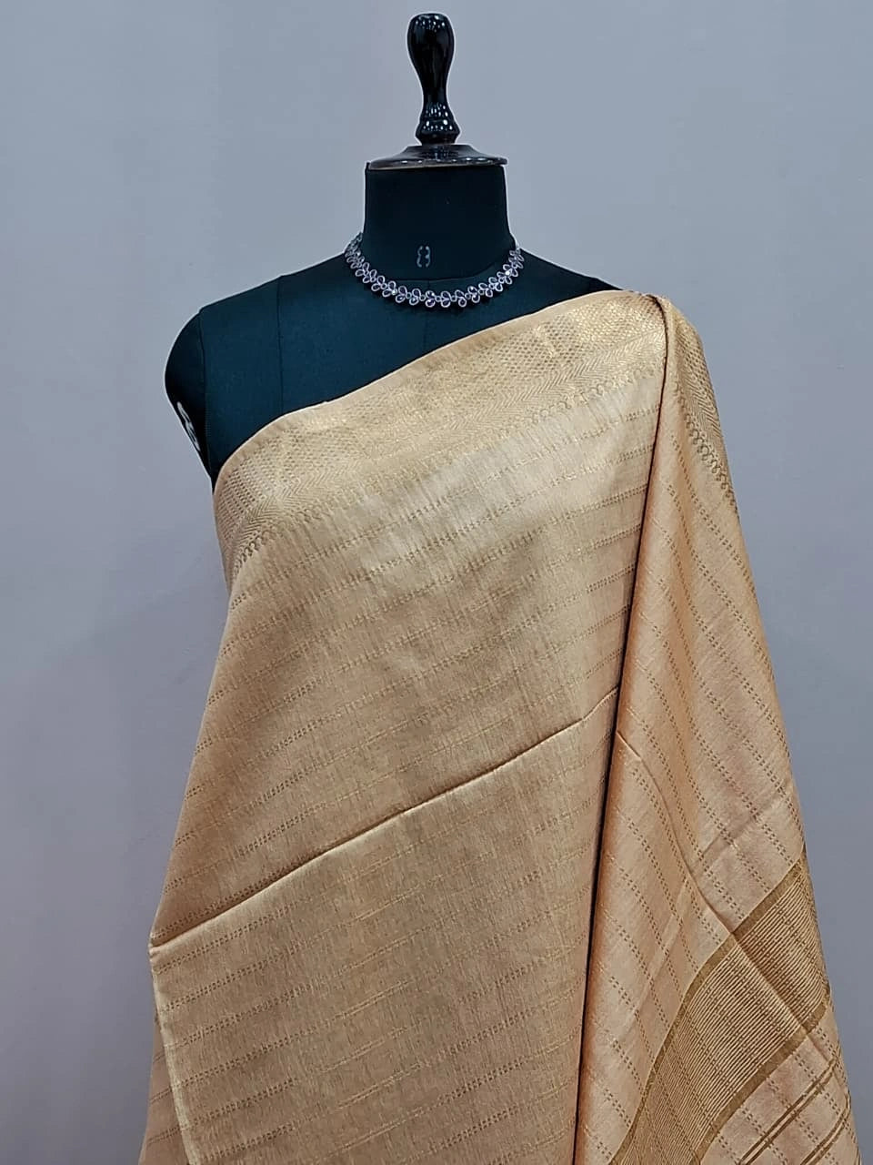Dark Beige Bamboo Silk Saree 1