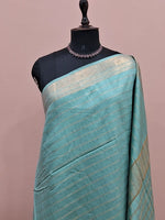 Marine Blue Bamboo Silk Saree 1
