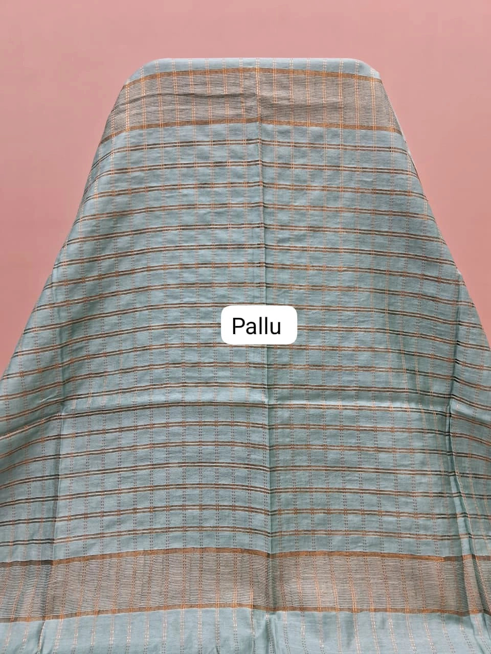 Marine Blue Bamboo Silk Saree Pallu