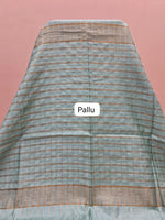 Marine Blue Bamboo Silk Saree Pallu