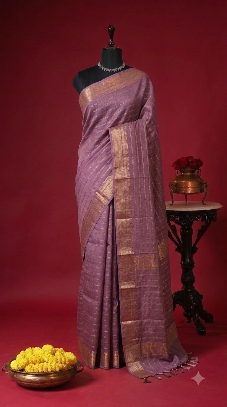 Dark Onion Pink Bamboo Silk Saree