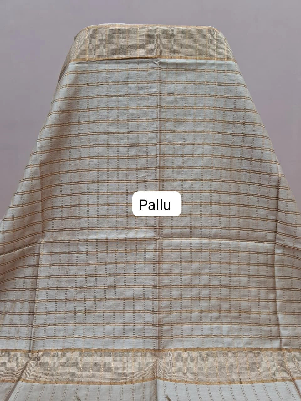 Beige Pink Bamboo Silk Saree Pallu
