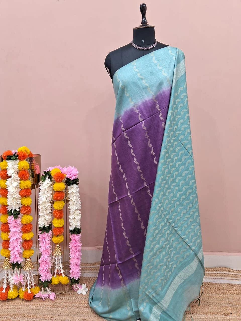 Purple Bamboo Silk Saree 