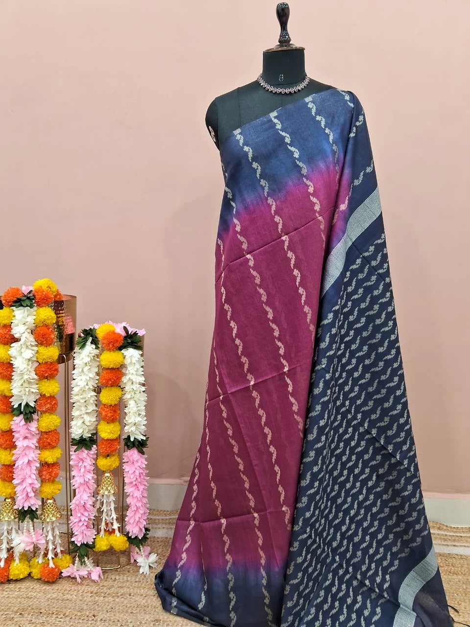 Wine Bamboo Silk Saree 