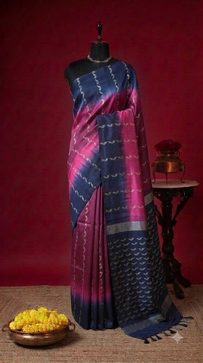 Wine Bamboo Silk Saree 