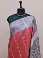 Reddish Pink Bamboo Silk Saree 1