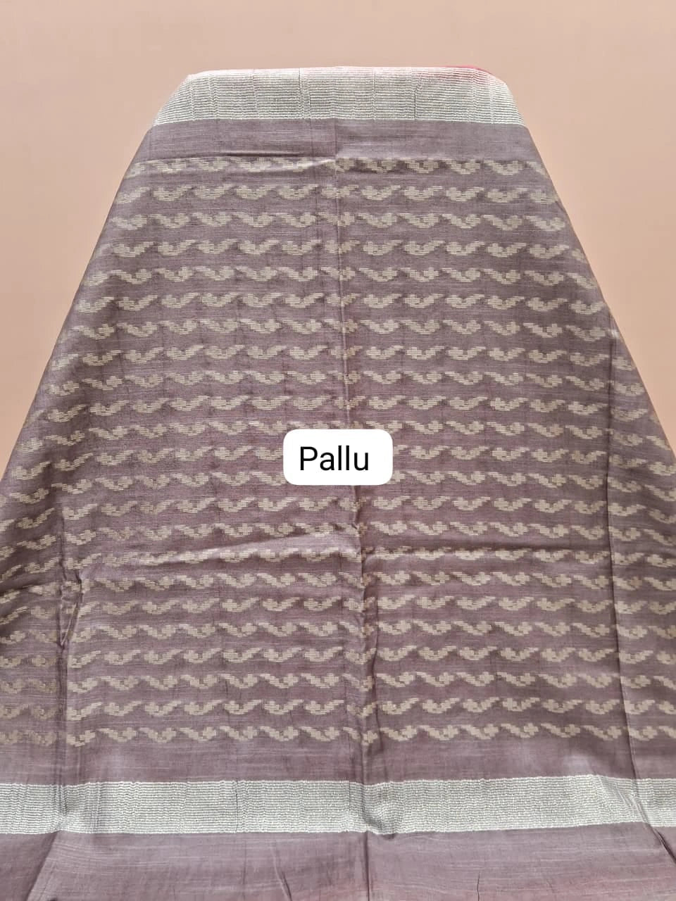 Reddish Pink Bamboo Silk Saree pallu