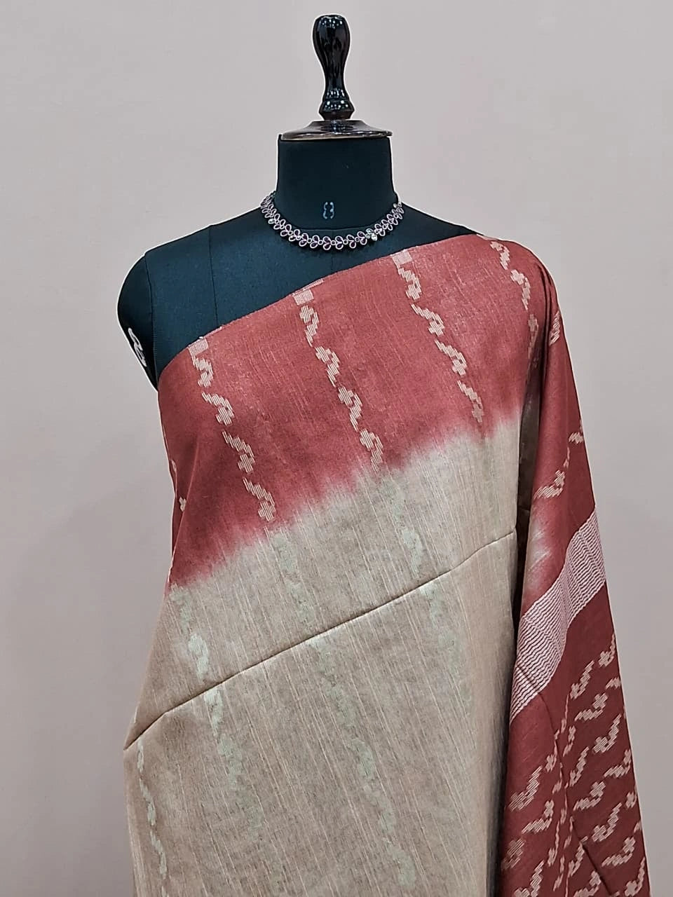 Beige Bamboo Silk Saree 1