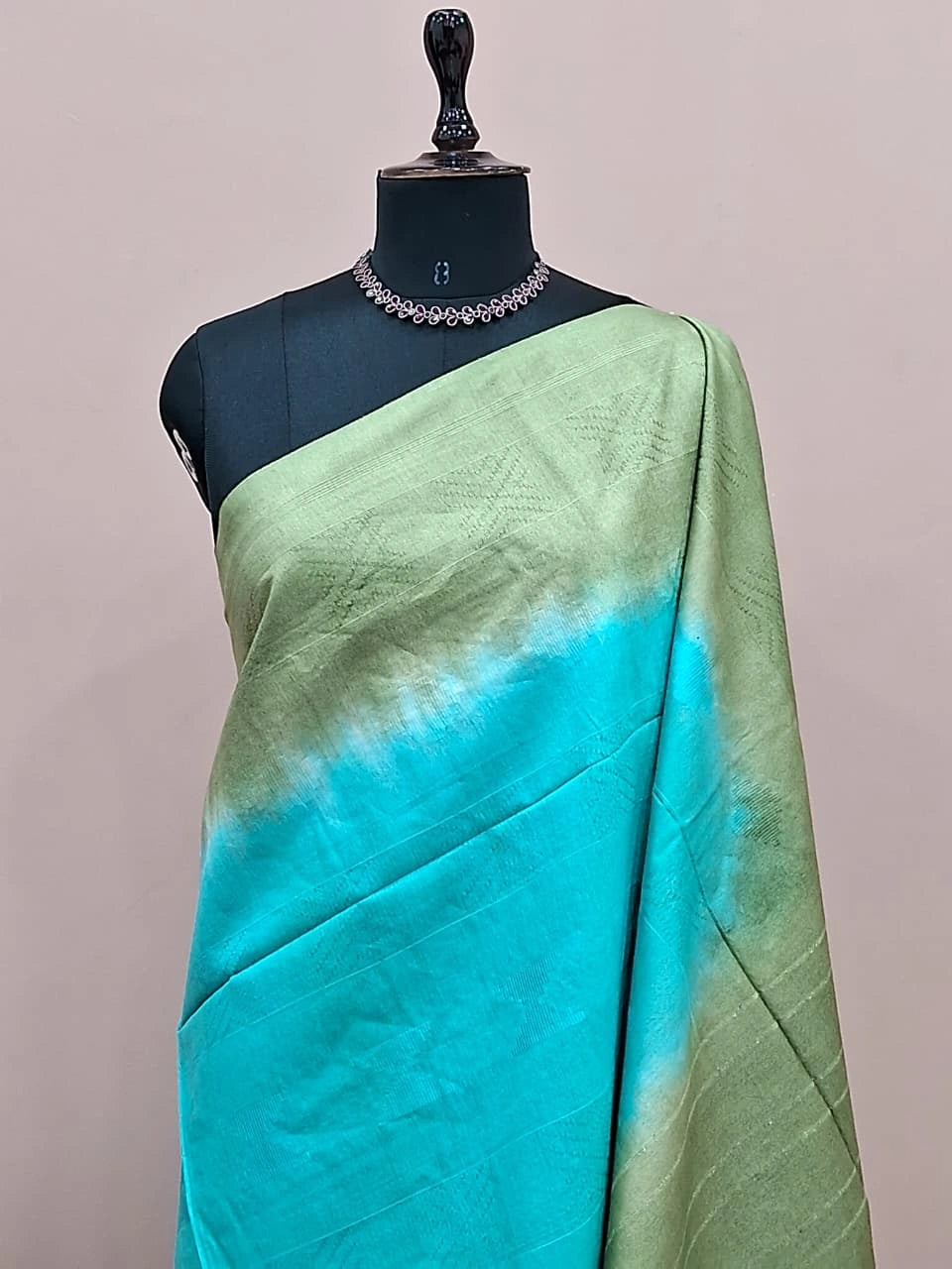 Sky Blue Bamboo Silk Saree 1