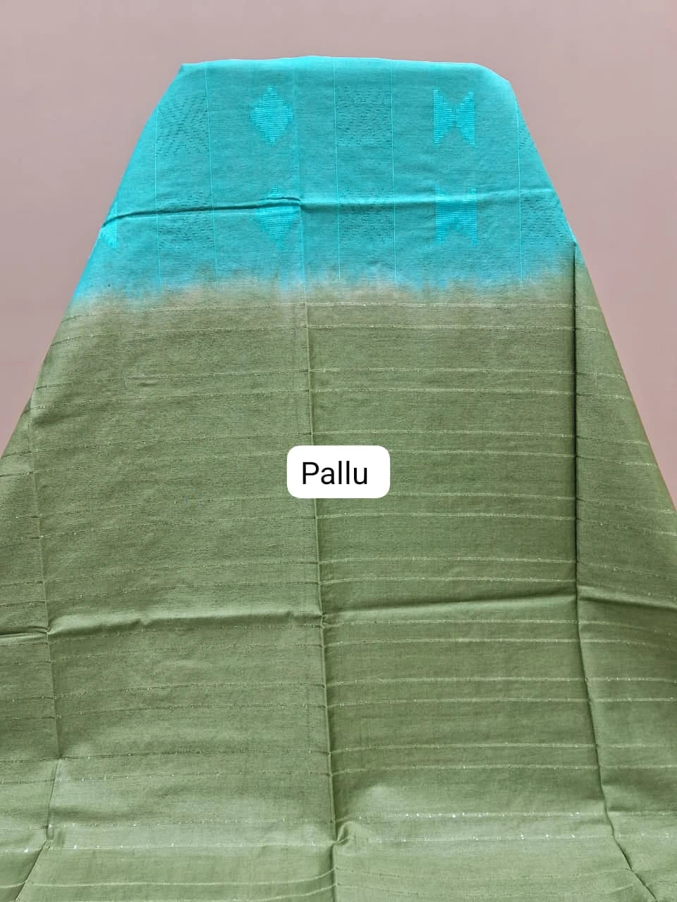 Sky Blue Bamboo Silk Saree Pallu