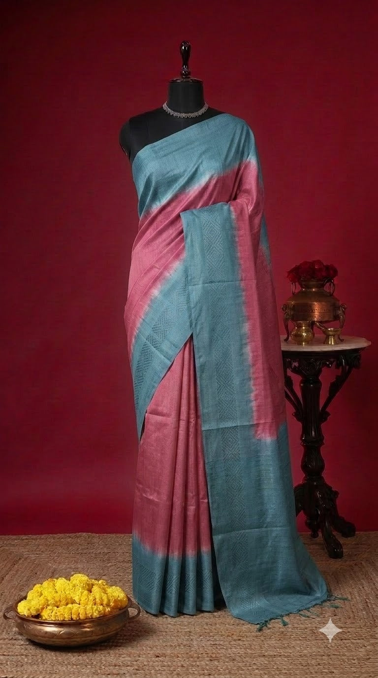 Light Pink Bamboo Silk Saree