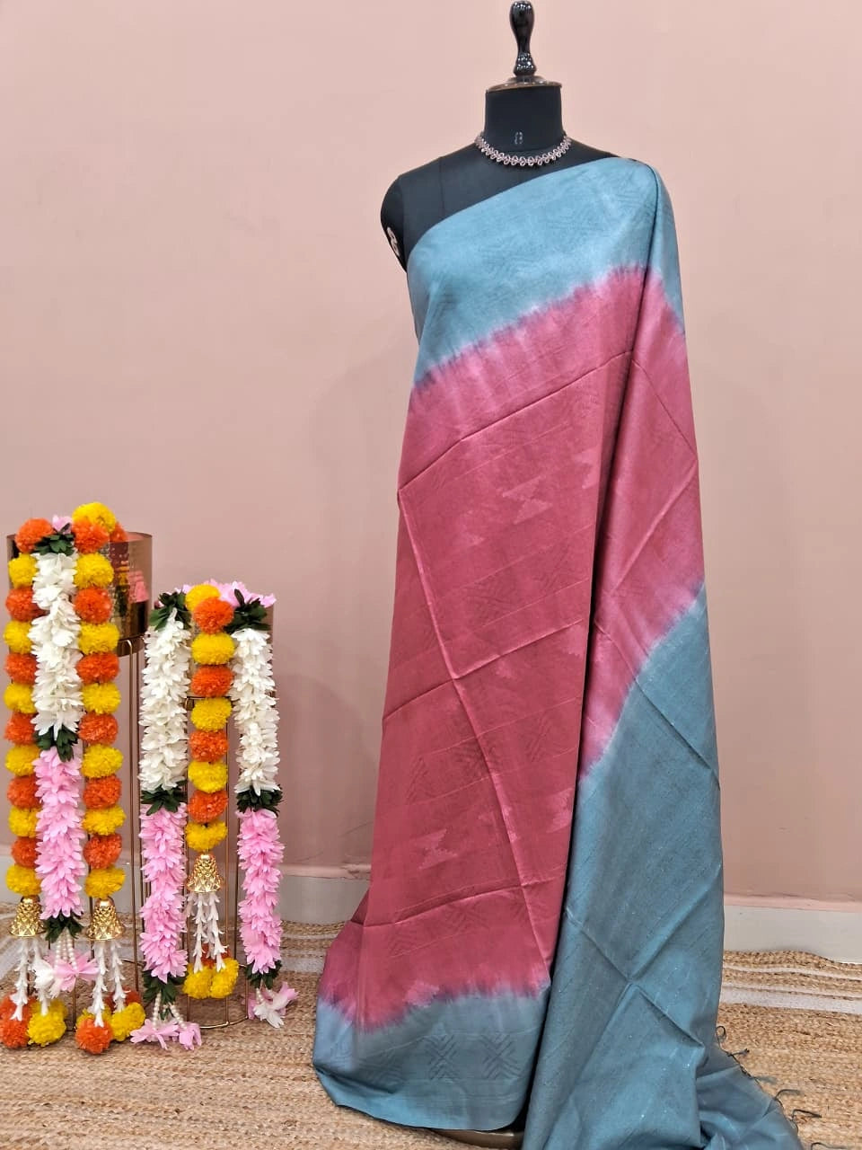 Light Pink Bamboo Silk Saree