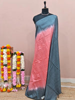 Light Peach Bamboo Silk Saree