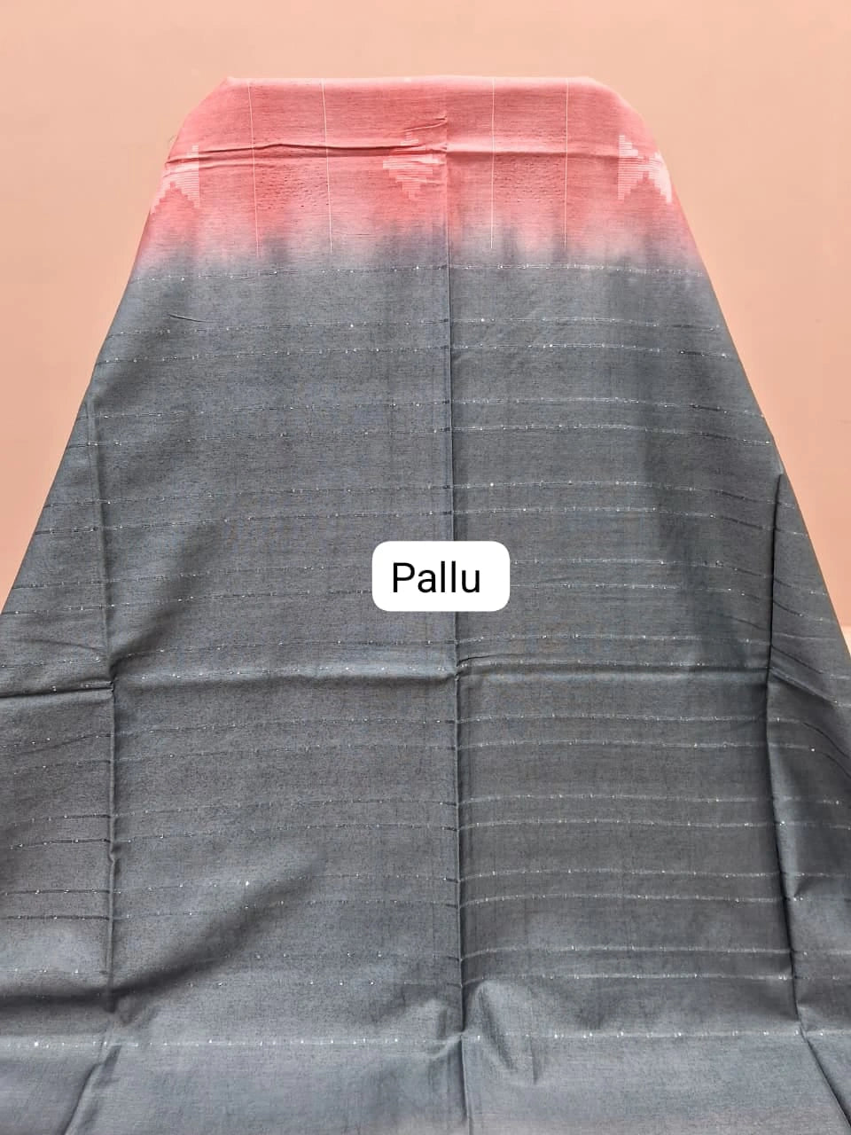 Light Peach Bamboo Silk Saree pallu