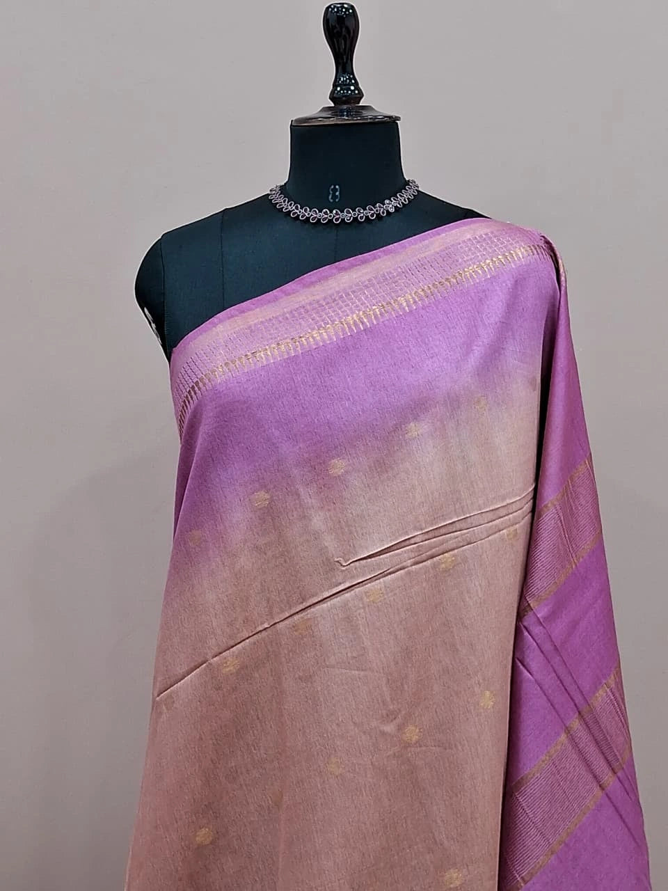 Cream Bamboo Silk Saree 1