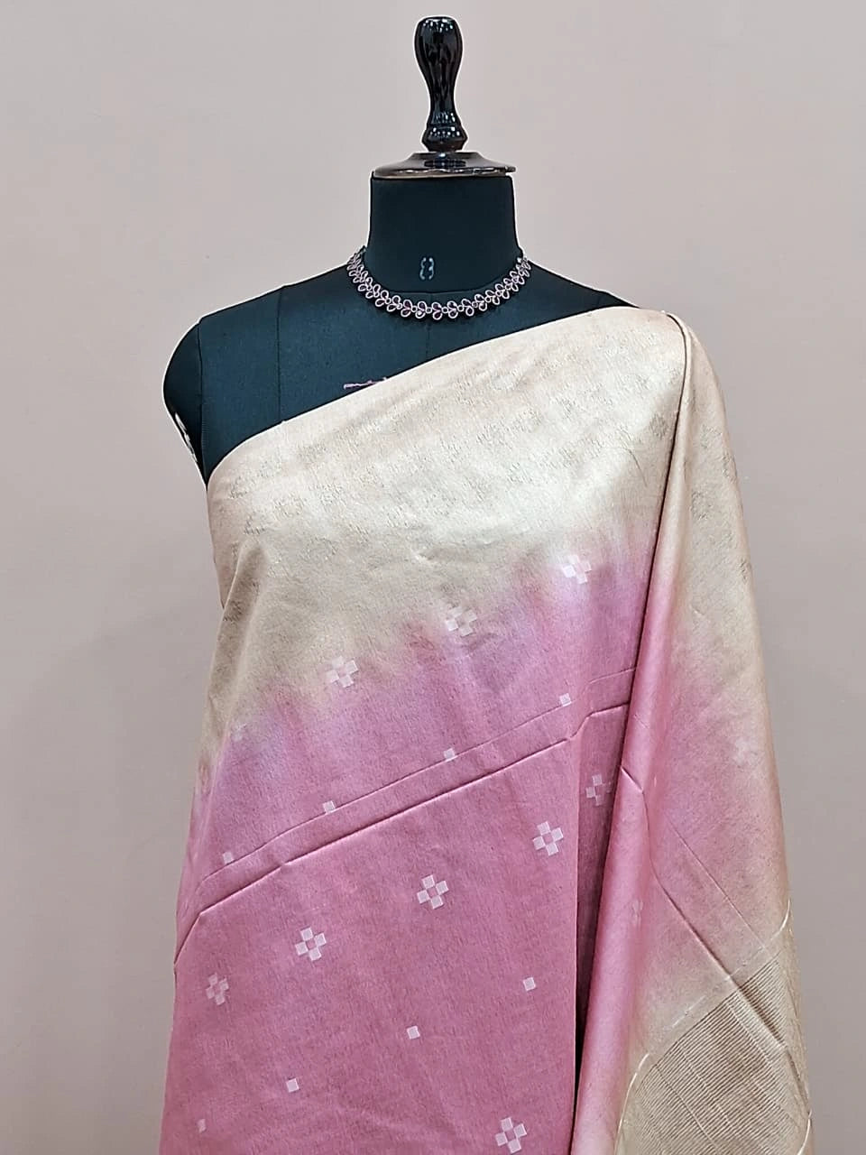 Baby Pink Bamboo Silk Saree 1
