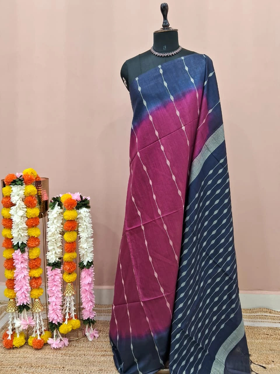 Dark Wine Bamboo Silk Saree